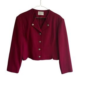 Vintage Pendleton Red Wool Cropped Jacket Blazer Made in USA Button Front